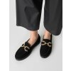 Dámske čierne mokasíny z eko zamszu na vsúvanie, štýlové do práce a na každodenné nosenie, kód produktu 77-518