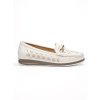 Dámske biele mokasíny z eko kože s ažúrmi a zlatým zdobením, kód produktu 3987