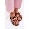 Dámské papuče S Průhledy Na Korek Podošva Leopardí Hnědé Sercele (Veľkosť 36)