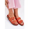 Dámské papuče S Přezkami Na Korkové Podešvi Oranžové Sercele (Veľkosť 38)