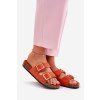 Dámské papuče S Přezkami Na Korkové Podešvi Oranžové Sercele (Veľkosť 38)