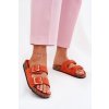 Dámské papuče S Přezkami Na Korkové Podešvi Oranžové Sercele (Veľkosť 38)
