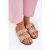 Dámské sandály s přezkami na korkové podrážce béžové Sercele (Veľkosť 37)