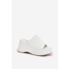 Eko Kožené papuče Dámské Na Platformě A Klínu Bílé Kisoffi (Veľkosť 41)