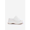 Eko Kožené papuče Dámské Na Platformě A Klínu Bílé Kisoffi (Veľkosť 41)