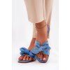 Ploché dámské papuče s mašlí modré Tobin (Veľkosť 38)