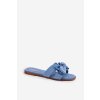 Ploché dámské papuče s mašlí modré Tobin (Veľkosť 38)