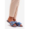 Ploché dámské papuče s mašlí modré Tobin (Veľkosť 38)