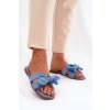 Ploché dámské papuče s mašlí modré Tobin (Veľkosť 38)