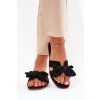 Ploché Dámske papuče s mašľou čierne tobin / LX9614 BLACK (Veľkosť 36)