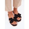 Ploché Dámske papuče s mašľou čierne tobin / LX9614 BLACK (Veľkosť 36)