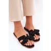 Ploché Dámske papuče s mašľou čierne tobin / LX9614 BLACK (Veľkosť 36)