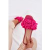 Ružové dámske papuče z eko kože na rovnej podrážke s ozdobnými kvetinami, kód produktu BJ718 FUSHUIA (Veľkosť 36)