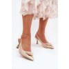 Elegantné béžové dámske lodičky z eko kože na ihlovom podpätku, kód produktu 55-A12 BEIGE