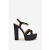 Dámské sandály na vysokém podpatku a platformě lakované černé Jovenes (Veľkosť 40)