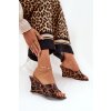 Lakované dámské sandály na klínu leopardí hnědé Nelithin (Veľkosť 41)