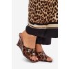 Lakované dámské sandály na klínu leopardí hnědé Nelithin (Veľkosť 41)