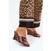 Lakované dámské sandály na klínu leopardí hnědé Nelithin (Veľkosť 41)