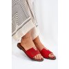 Dámské papuče Na Ploché Podešvi S Ozdobnými Detaily Červené Saliena (Veľkosť 37)