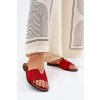 Dámské papuče Na Ploché Podešvi S Ozdobnými Detaily Červené Saliena (Veľkosť 37)