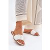 Ploché Dámské Sandály Eko Kožené S Přezkou Bílé Bamma (Veľkosť 36)