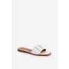 Ploché Dámské Sandály Eko Kožené S Přezkou Bílé Bamma (Veľkosť 36)