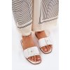 Ploché Dámské Sandály Eko Kožené S Přezkou Bílé Bamma (Veľkosť 36)
