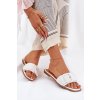 Ploché Dámské Sandály Eko Kožené S Přezkou Bílé Bamma (Veľkosť 36)