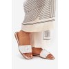 Ploché Dámské Sandály Eko Kožené S Přezkou Bílé Bamma (Veľkosť 36)