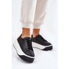 Čierne dámske tenisky na masívnej rovnej podrážke z ekokože PL358 BLACK