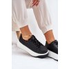 Čierne dámske tenisky na masívnej rovnej podrážke z ekokože PL358 BLACK