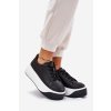 Čierne dámske tenisky na masívnej rovnej podrážke z ekokože PL358 BLACK