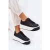 Čierne dámske tenisky na masívnej rovnej podrážke z ekokože PL358 BLACK