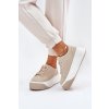Béžové dámske semišové tenisky na masívnej rovnej podrážke PL358 BEIGE