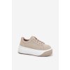 Béžové dámske semišové tenisky na masívnej rovnej podrážke PL358 BEIGE