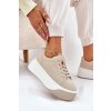 Béžové dámske semišové tenisky na masívnej rovnej podrážke PL358 BEIGE