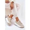 Béžové dámske semišové tenisky na masívnej rovnej podrážke PL358 BEIGE