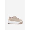 Béžové dámske semišové tenisky na masívnej rovnej podrážke PL358 BEIGE