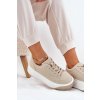 Béžové dámske semišové tenisky na masívnej rovnej podrážke PL358 BEIGE