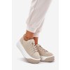 Béžové dámske semišové tenisky na masívnej rovnej podrážke PL358 BEIGE
