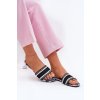 Vzorované ploché Dámske papuče čierne leysi / N75-13 BLACK (Veľkosť 36)