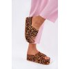 Hnedé dámske leopardie šľapky z eko semišu na masívnej rovnej podrážke TL8-165 LEOPARD