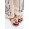 Dámské Sandały Na Platformě S Mašlí A Ozdobnou Broží Béžové Lenela (Veľkosť 37)