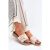 Dámské sandály na platformě s přezkou a hroty béžové Nusithia (Veľkosť 36)
