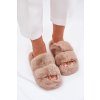 Khaki dámske papuče z kožušiny na platforme s hrubou podrážkou 4 cm, kód produktu FA-156 KHAKI