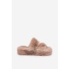 Khaki dámske papuče z kožušiny na platforme s hrubou podrážkou 4 cm, kód produktu FA-156 KHAKI
