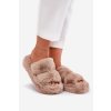 Khaki dámske papuče z kožušiny na platforme s hrubou podrážkou 4 cm, kód produktu FA-156 KHAKI