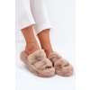 Khaki dámske papuče z kožušiny na platforme s hrubou podrážkou 4 cm, kód produktu FA-156 KHAKI