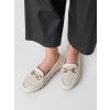 Dámske biele mokasíny z eko kože s geometrickým vzorom a zlatým zdobením, kód produktu 3080