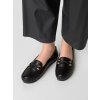 Dámske čierne mokasíny z eko kože s zlatou ozdobou, kód produktu 1738